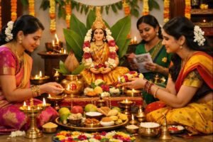Swarna Gowri Vratha In Kannada PDF Sri Swarna Gowri Vratha Vidhana detailed pooja scene