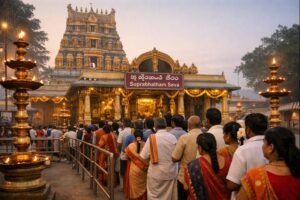 tiruchanoor padmavathi temple seva timings guide with devotees and temple exterior