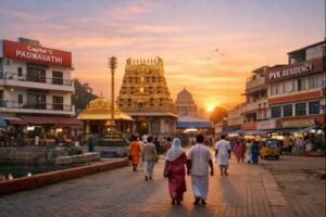 Tiruchanur Padmavathi Temple Accommodation with temple and lodgings view