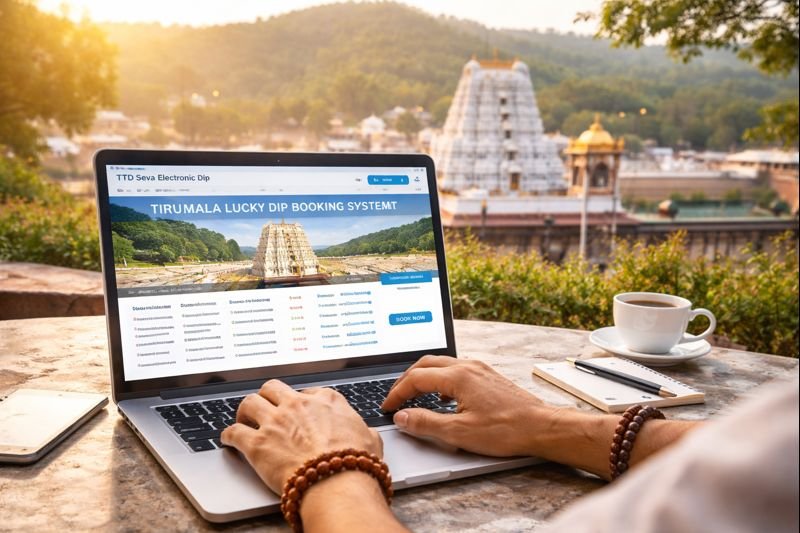 Tirumala Lucky Dip Booking System Online registration at temple backdrop