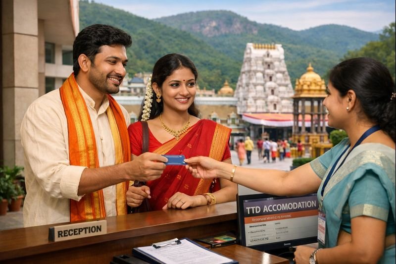 TTD accommodation booking online with pilgrims checking in