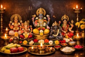 Vishnu Panchayatana Pooja Vidhanam altar setup description
