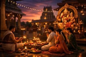 Narasimha Jayanti 2022 celebration prayer with temple lamps