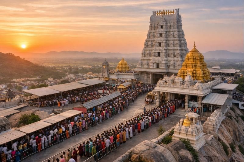 Yadagirigutta Temple Darshan Timings with sunrise and pilgrims