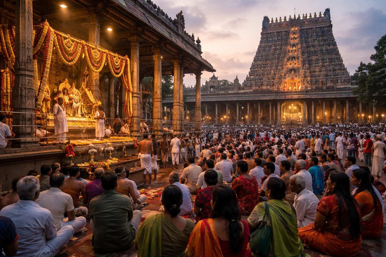 Aani thirumanjanam 2022 dates chidambaram nataraja temple schedule with pilgrims at temple.
