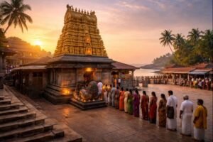 Gokarna Mahabaleshwar Temple Timings at sunrise with devotees