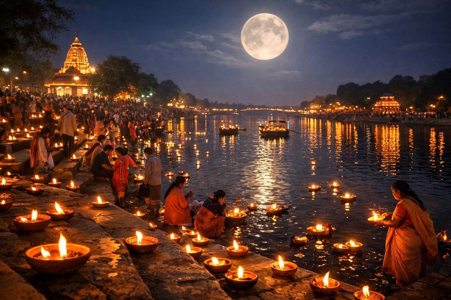 Karthika Pournami 2022 Date with glowing oil lamps on full moon night