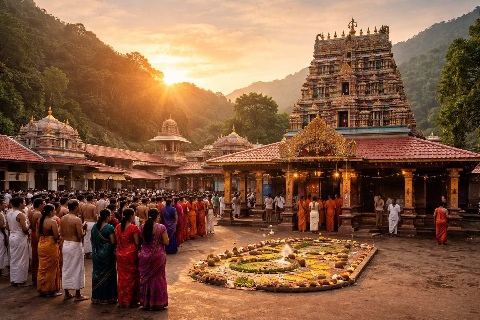 Kukke Subramanya Temple Ashlesha Bali Pooja gathering at sunrise