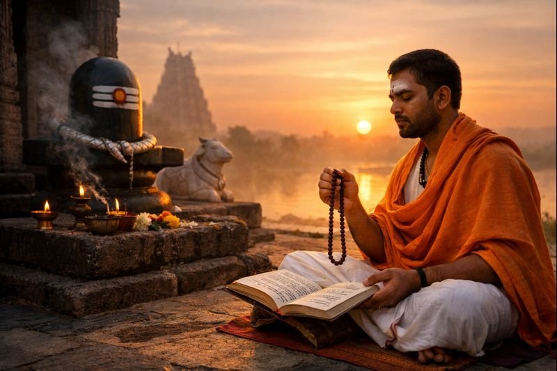 Sri Rudra Kavacham Telugu chant devotional scene