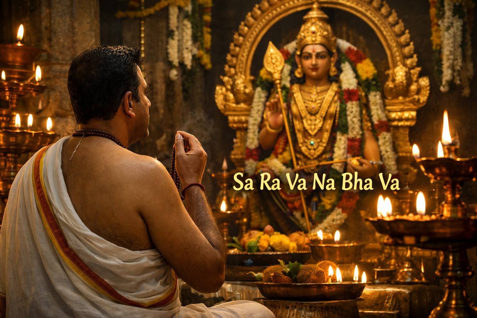 Sri Saravanabhava Mantrakshara Shatkam chanting in temple