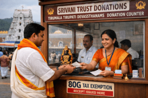 Srivani Trust Donation Tax benefits at TTD Tirumala donation counter.