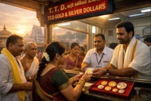 Ttd Gold Silver Dollars sacred coins at temple counter